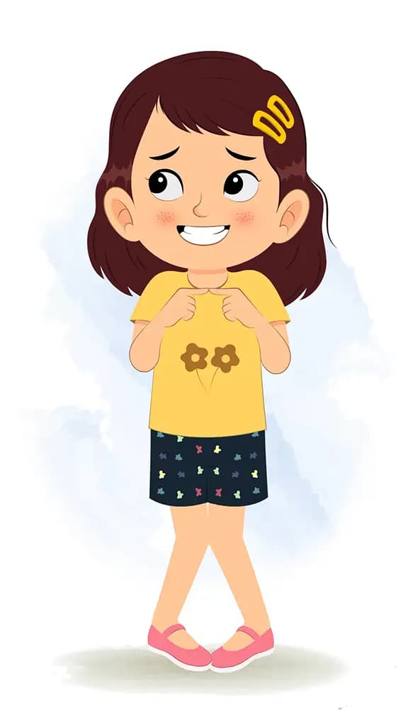 A cute nervous girl animated cartoon character aka avni