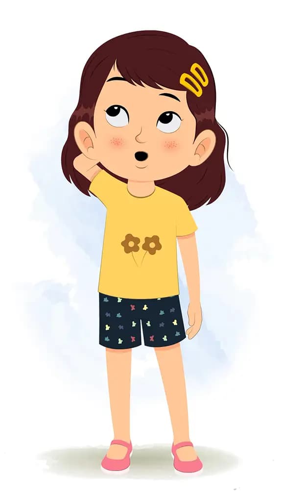 A confused cute girl animated cartoon character aka avni