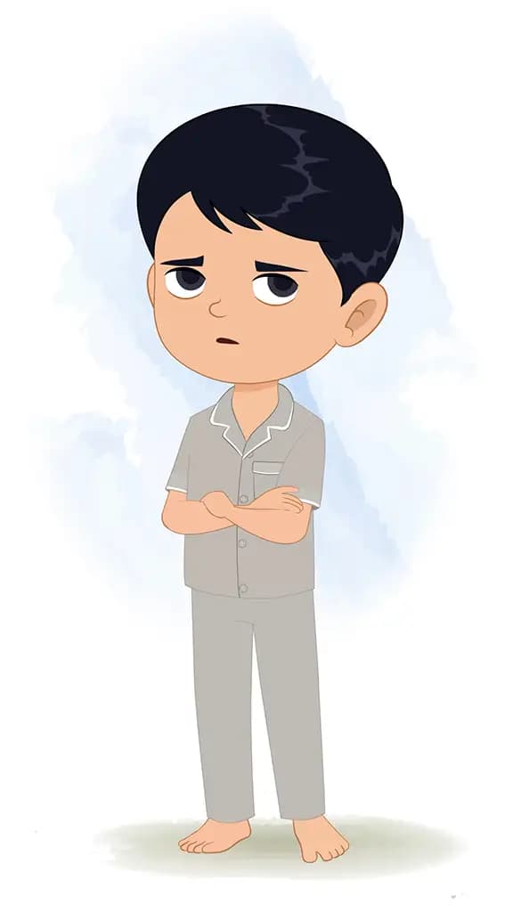 An annoyed Indian boy animated cartoon character aka ishaan 3/4