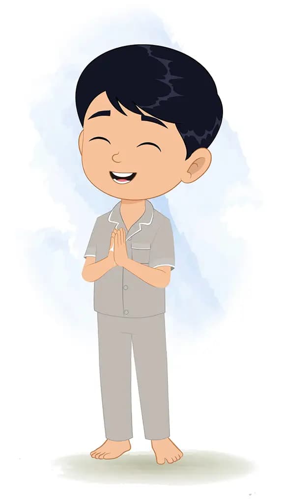 An Indian boy clapping animated cartoon character aka ishaan