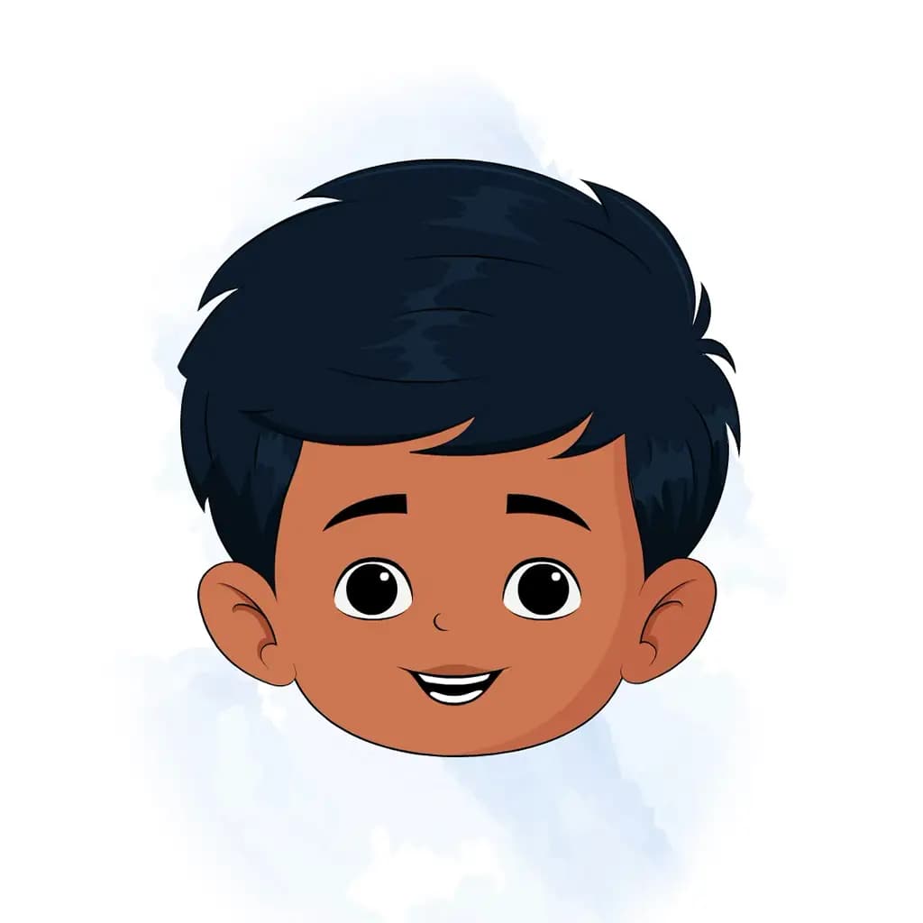 A little charming boy animated cartoon face with different facial expressions aka arun