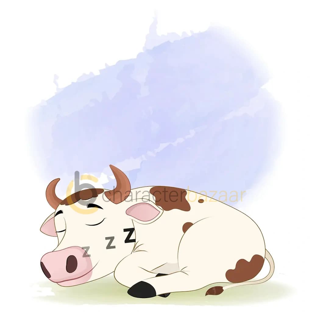 A cow sleeping on floor animated cartoon character aka choti the cow