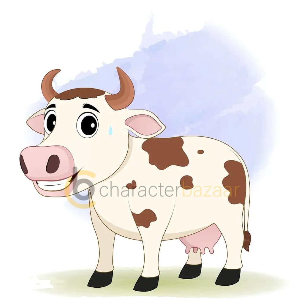 A nervous cow animated cartoon character aka choti the cow 3/4
