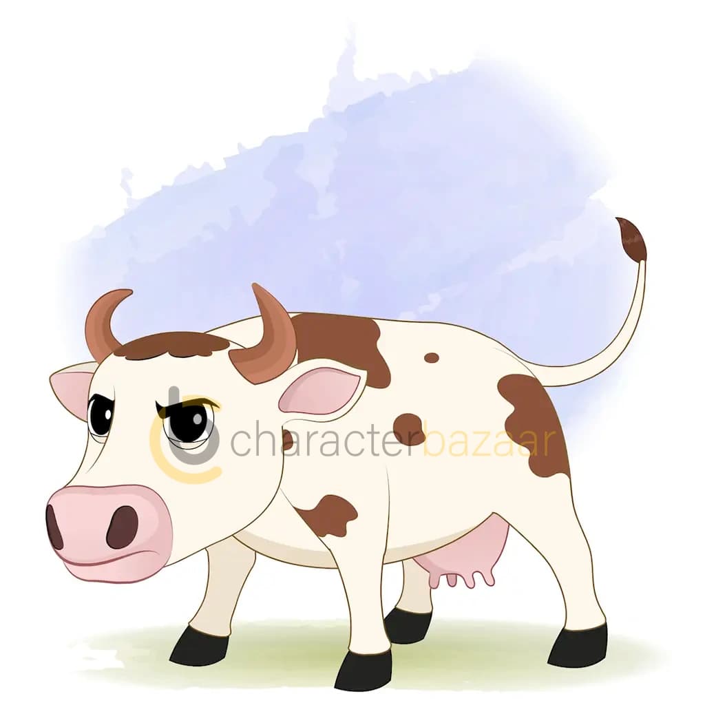 An angry cow animated cartoon character aka choti the cow 3/4