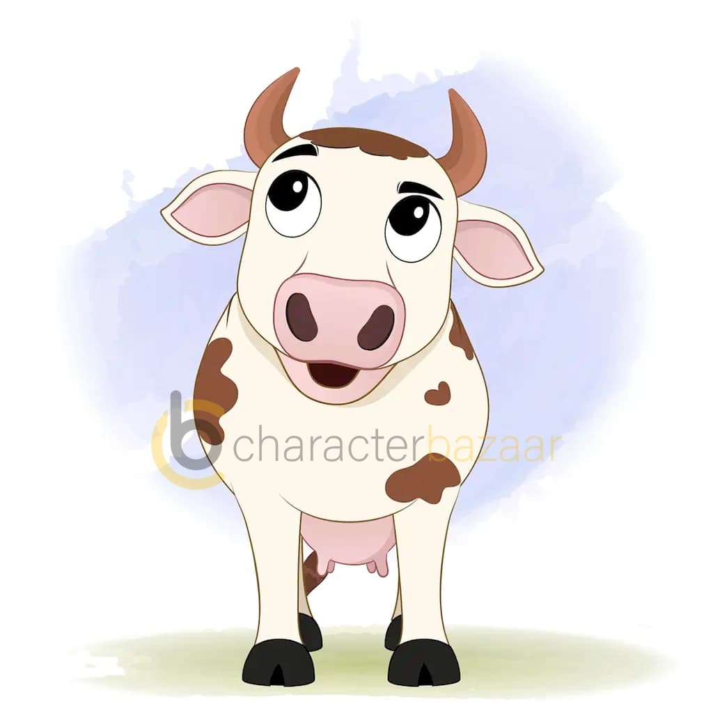 A confused cow animated cartoon character aka choti the cow