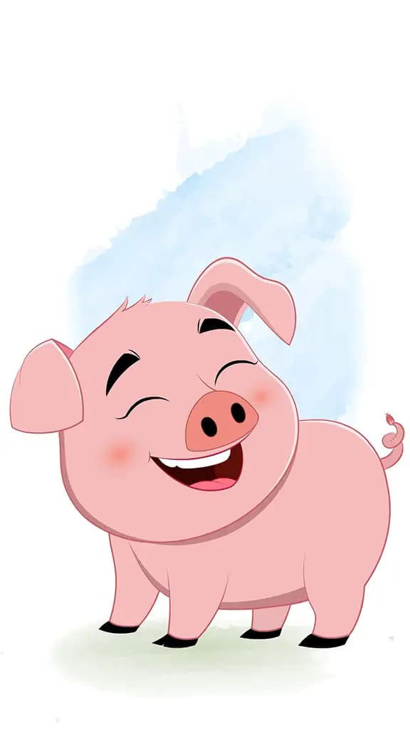 A cute pig dancing animated cartoon character aka lilu the pig