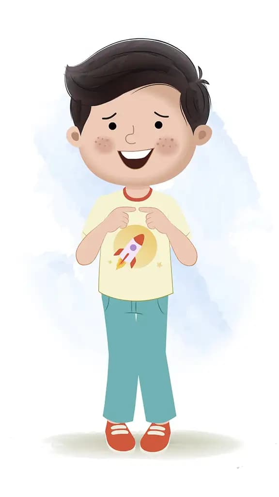 A little nervous boy animated cartoon character aka lucas