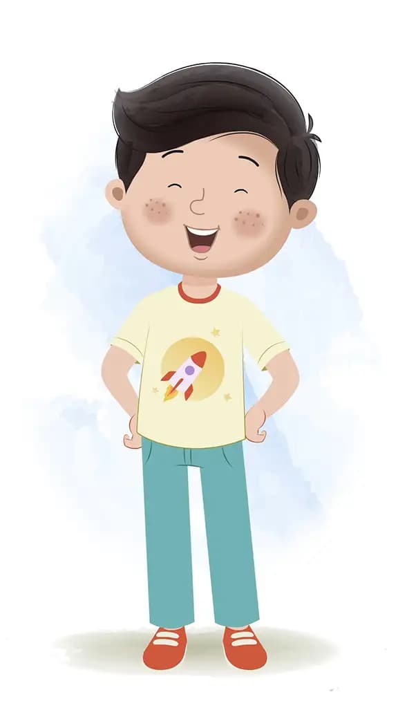 A little boy laughing animated cartoon character aka lucas