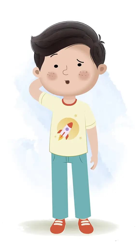 A little confused boy animated cartoon character aka lucas