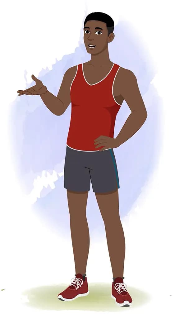 An athlete man talking animated cartoon character aka brady 3/4