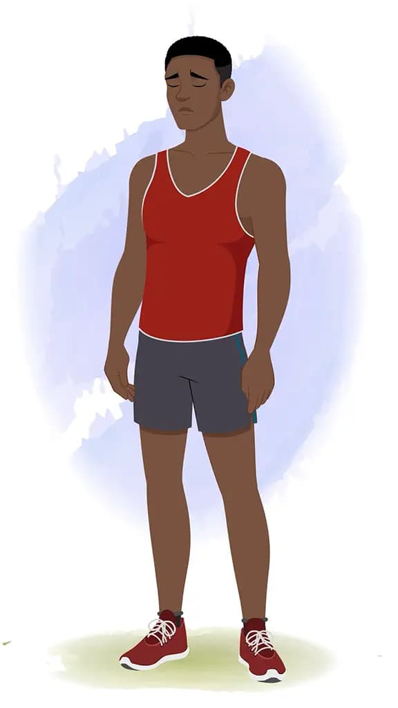 An athlete man sad animated cartoon character aka brady 3/4