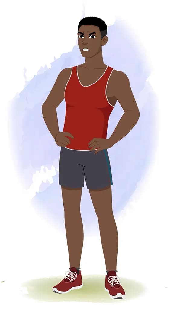 An angry athlete man animated cartoon character aka brady 3/4