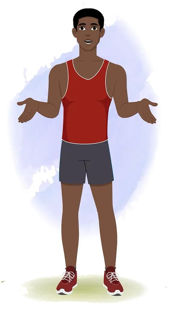 An athlete man talking animated cartoon character aka brady