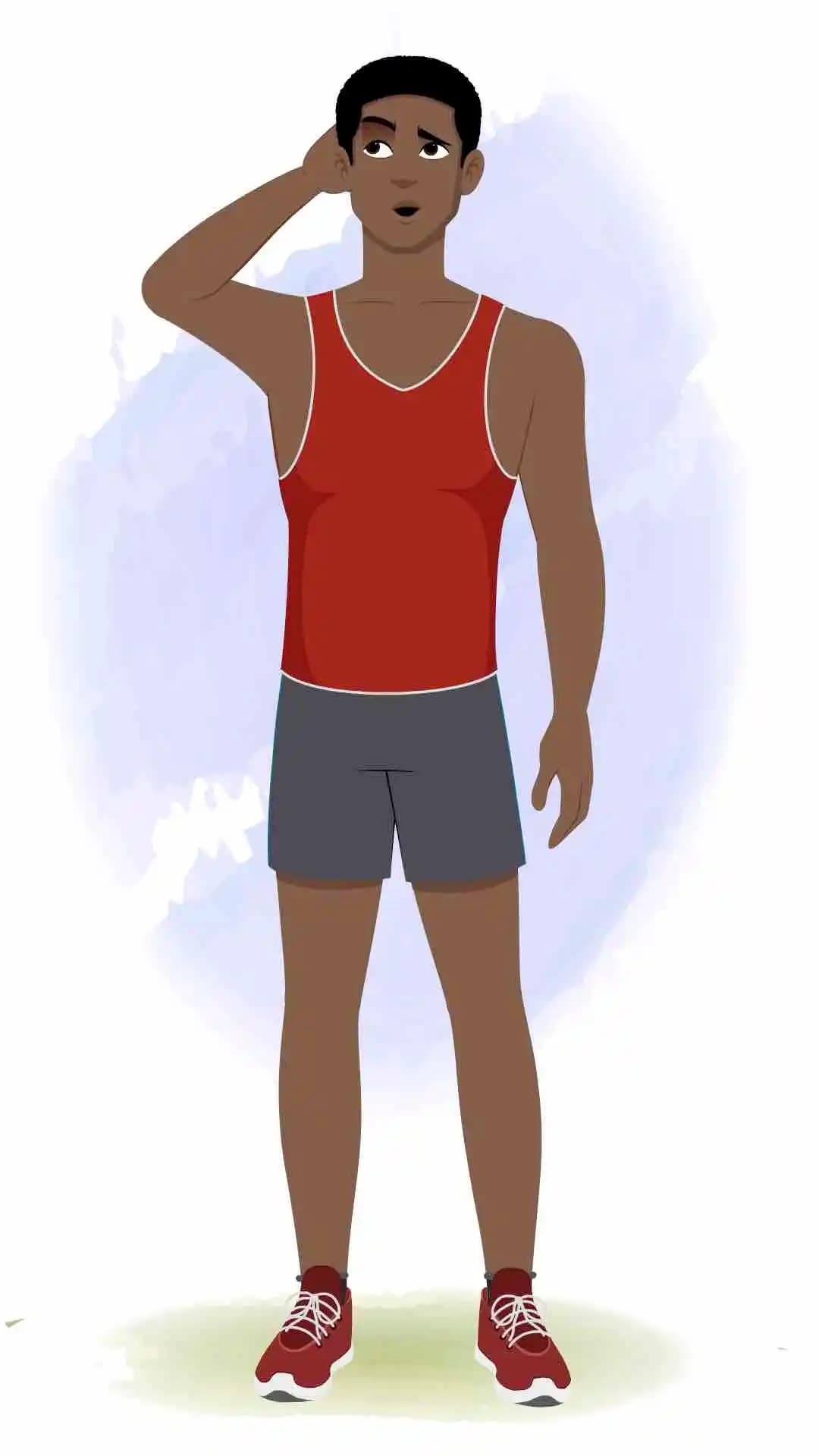 A confused athlete man animated cartoon character aka brady