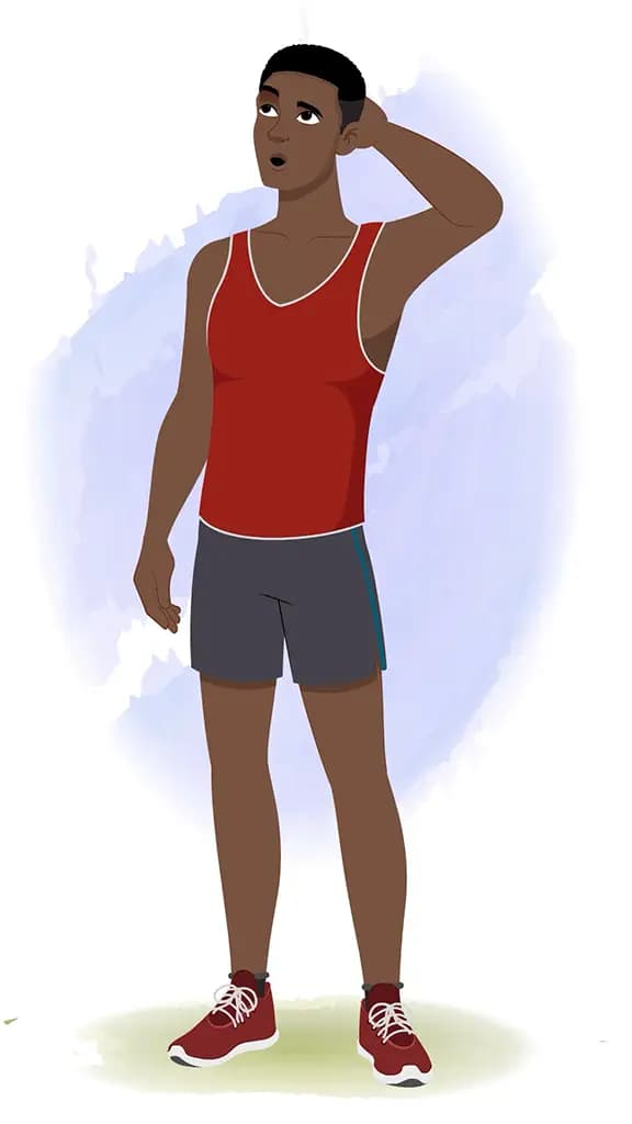 A confused athlete man animated cartoon character aka brady 3/4