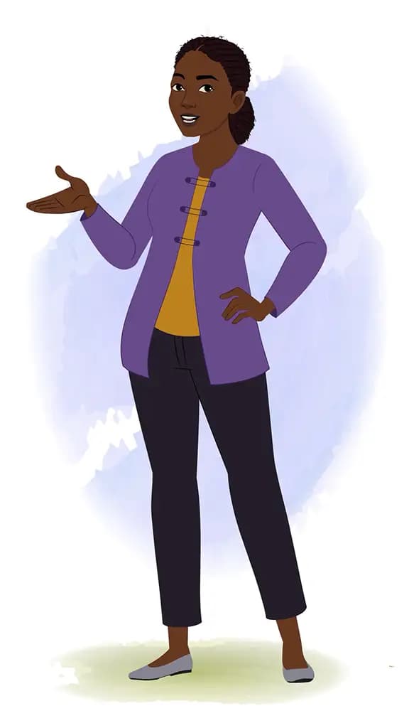 A black female teacher talking animated cartoon character aka miss luna 3/4