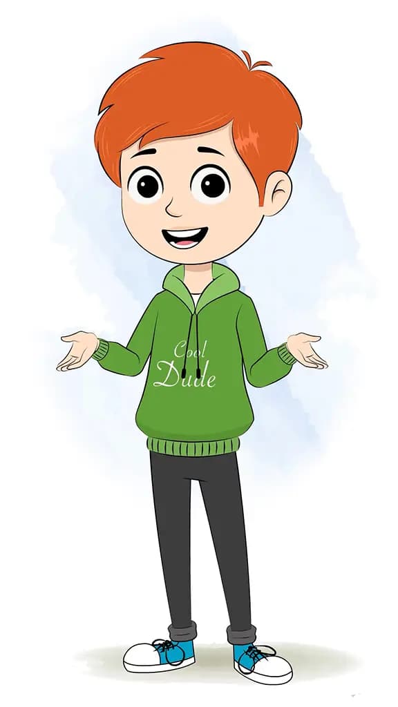 A smart boy talking animated cartoon character aka adit 3/4