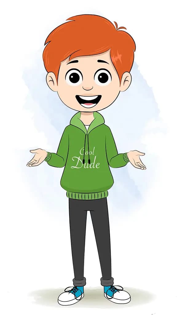 A smart boy talking animated cartoon character aka adit