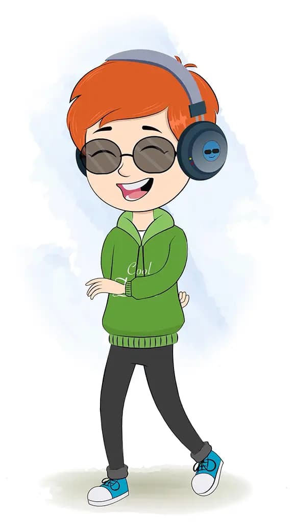 A smart boy dancing animated cartoon character aka adit