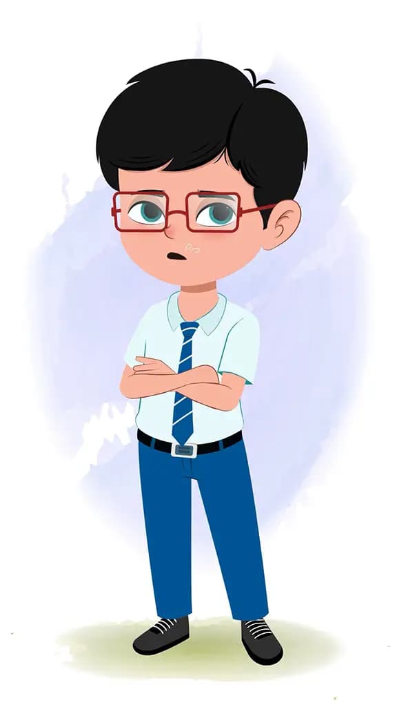 An annoyed school boy animated cartoon character aka daksh 3/4