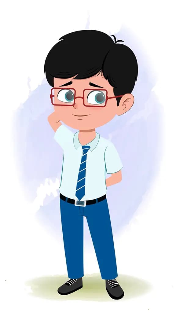 A confused school boy animated cartoon character aka daksh 3/4