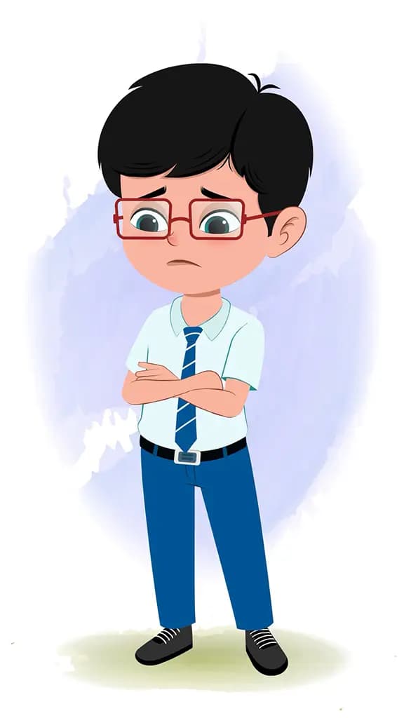 A school boy sad animated cartoon character aka daksh
