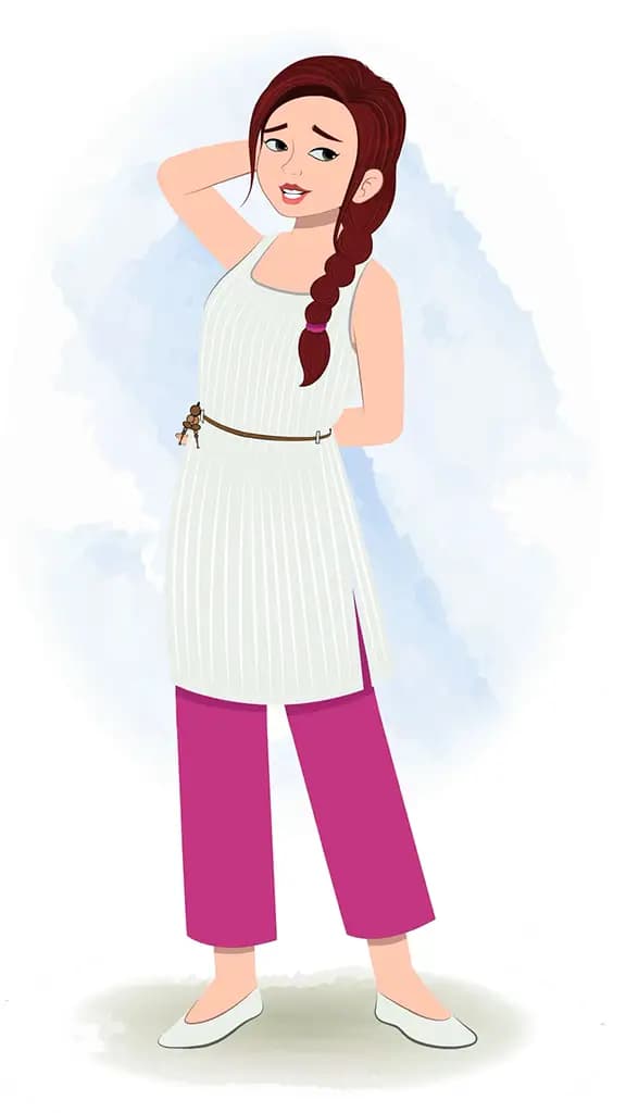 A nervous female teacher animated cartoon character aka ritu 3/4