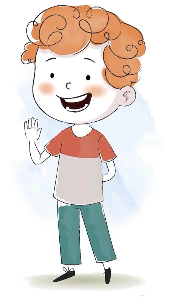 A boy saying hello animated cartoon character aka ronny