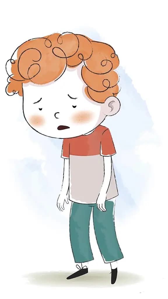 A tired boy animated cartoon character aka ronny 3/4