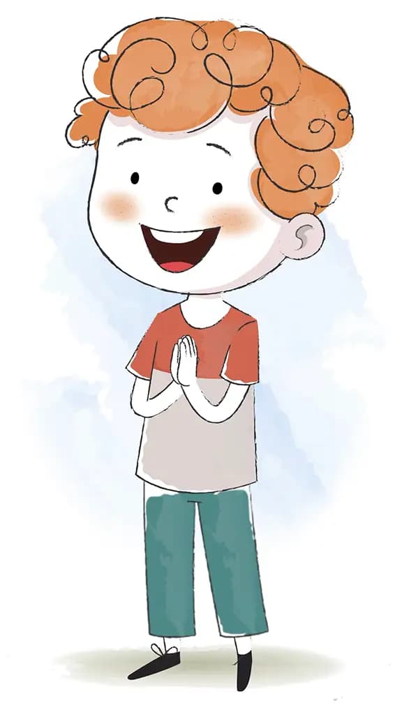 A boy clapping animated cartoon character aka ronny