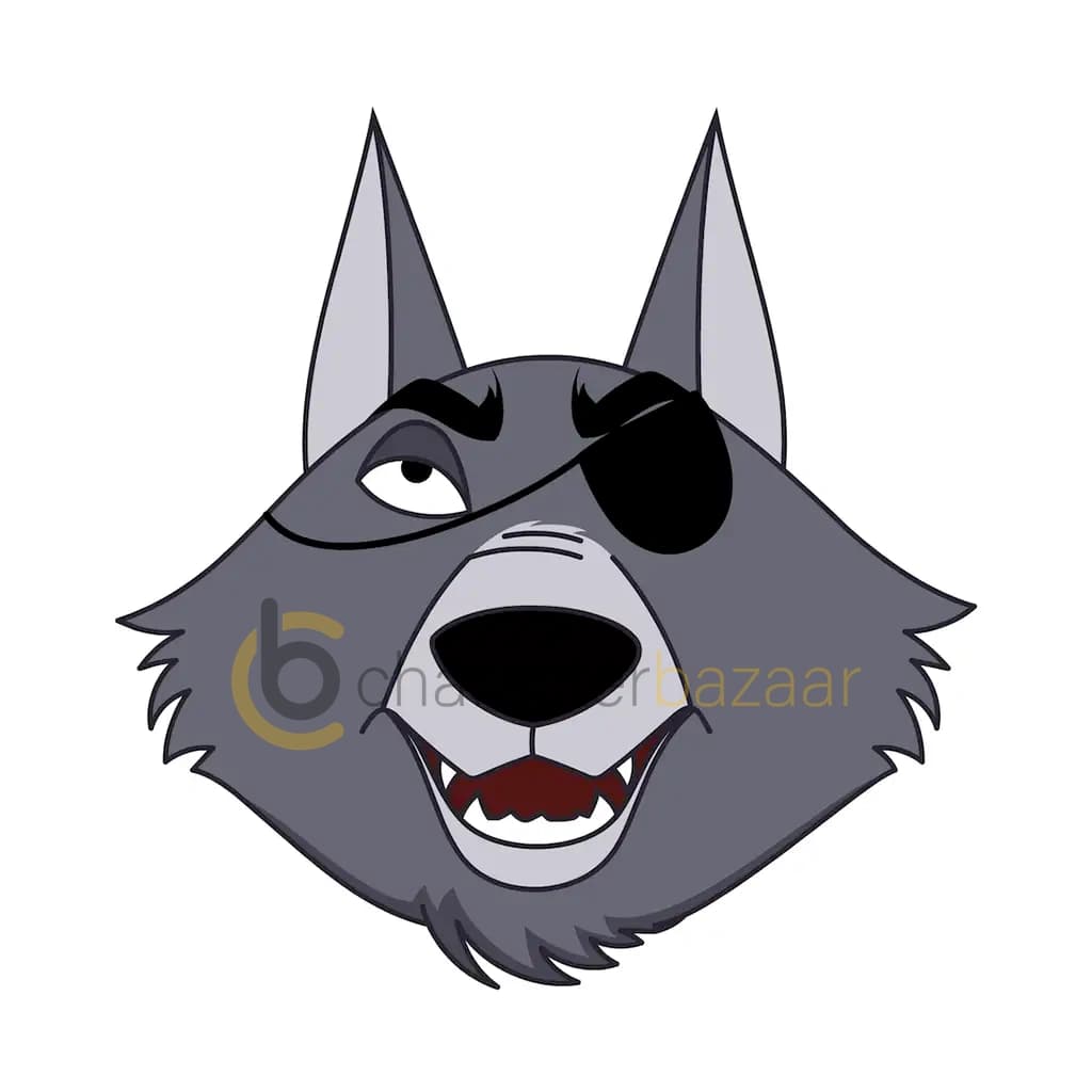 thief wolf animal animated cartoon face with different facial expressions