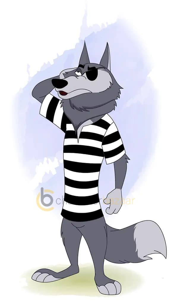 confused thief wolf animal animated cartoon character