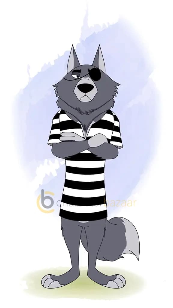 annoyed thief wolf animal front animated cartoon character