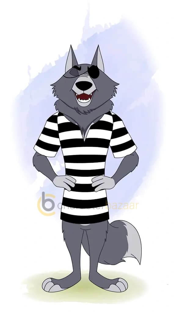 thief wolf animal laughing animated cartoon character