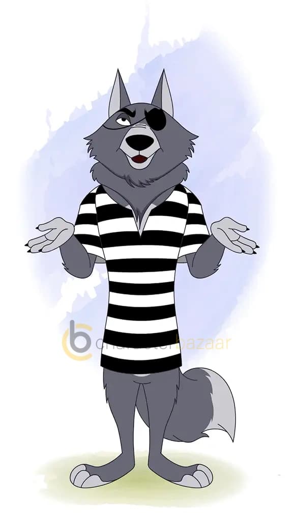 thief wolf animal talking front side animated cartoon character