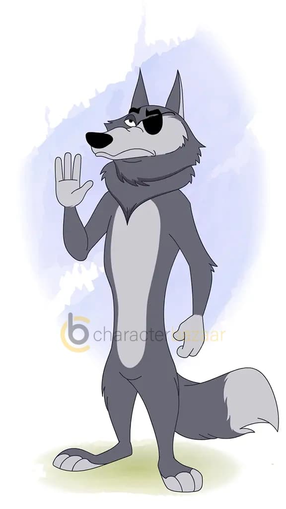 Thief wolf saying hello animated vector cartoon character