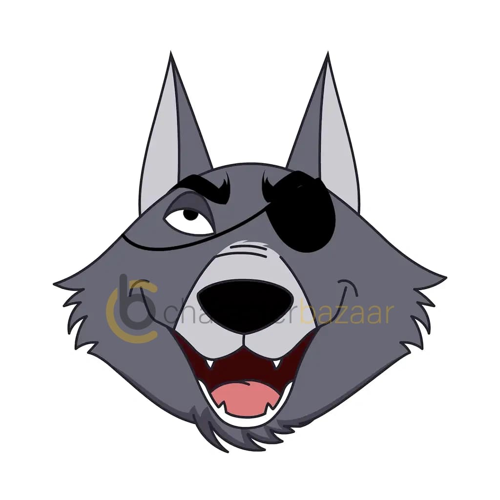 thief wolf animated cartoon face with different facial expressions