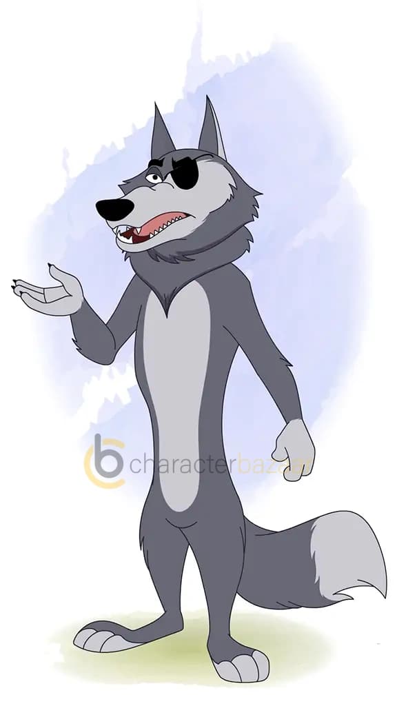thief wolf talking animated cartoon character