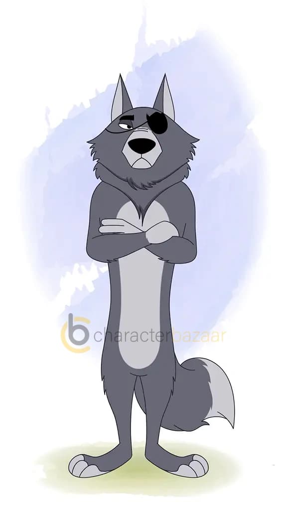 annoyed thief wolf front animated cartoon character