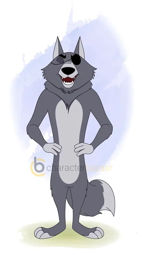 thief wolf laughing animated cartoon character