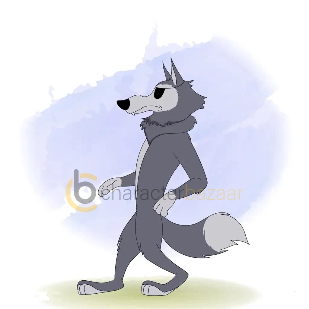 thief wolf sneak walking animated vector cartoon character