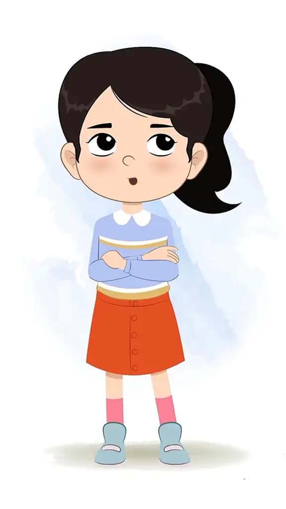 An annoyed Little girl animated cartoon character aka jiya