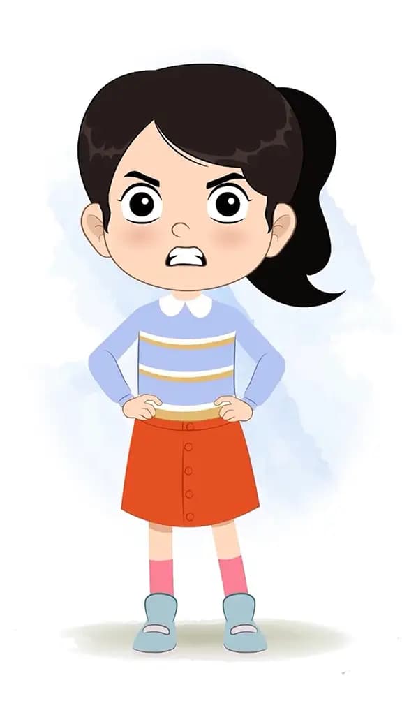 An angry Little girl animated cartoon character aka jiya