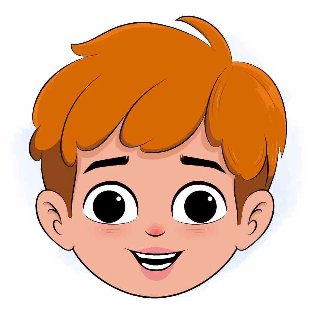 A school boy animated cartoon face with different facial expressions aka leo