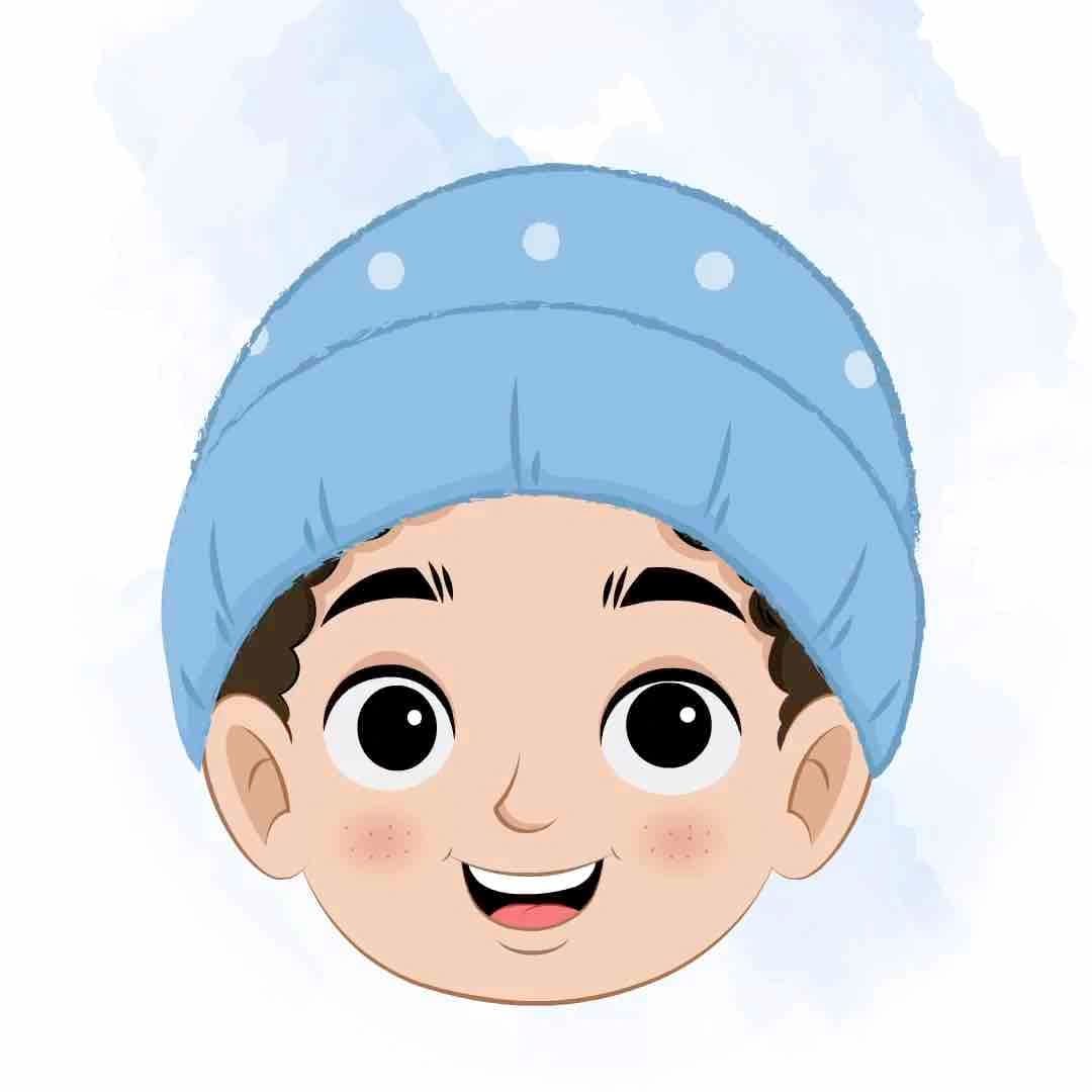 A boy in winter clothes animated cartoon face with different facial expressions aka sachin