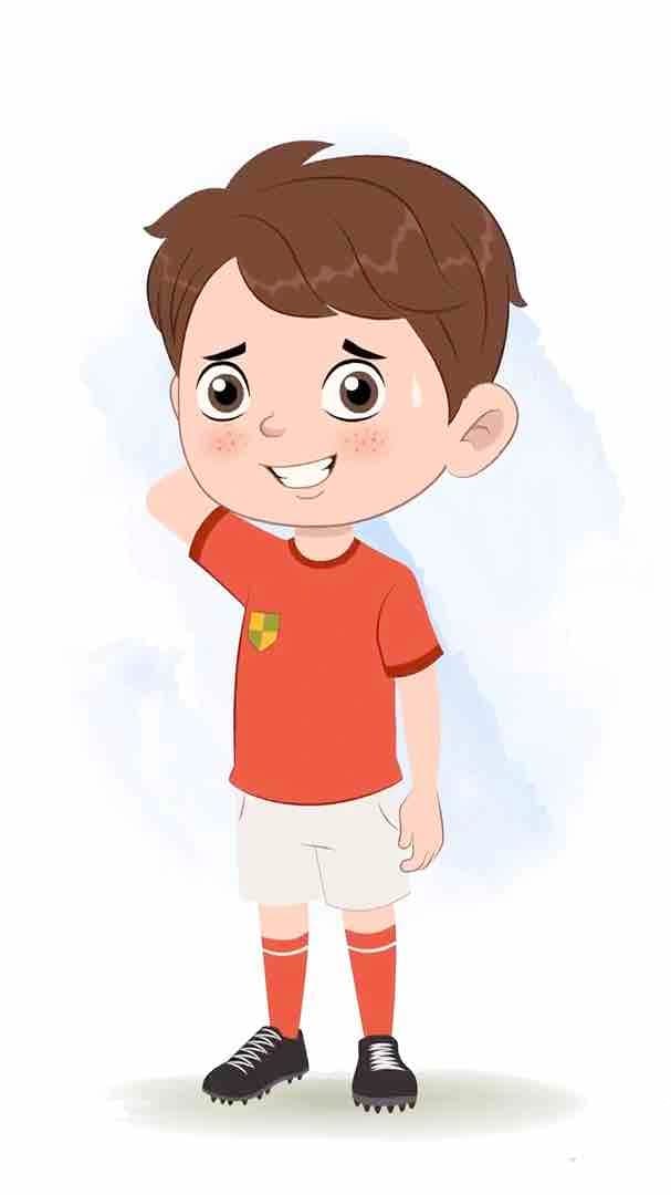 A cute sport nervous boy animated cartoon character aka sai 3/4