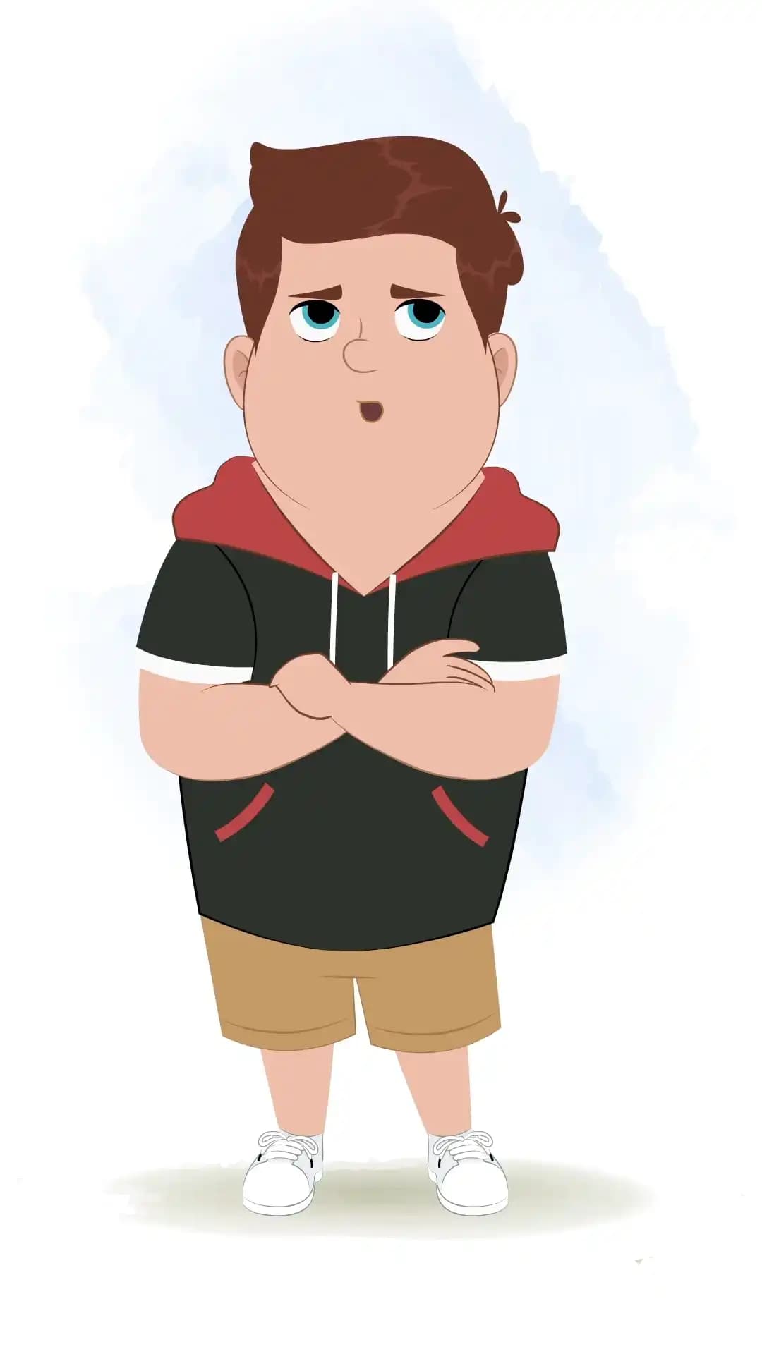 An annoyed fat boy animated cartoon character aka frank