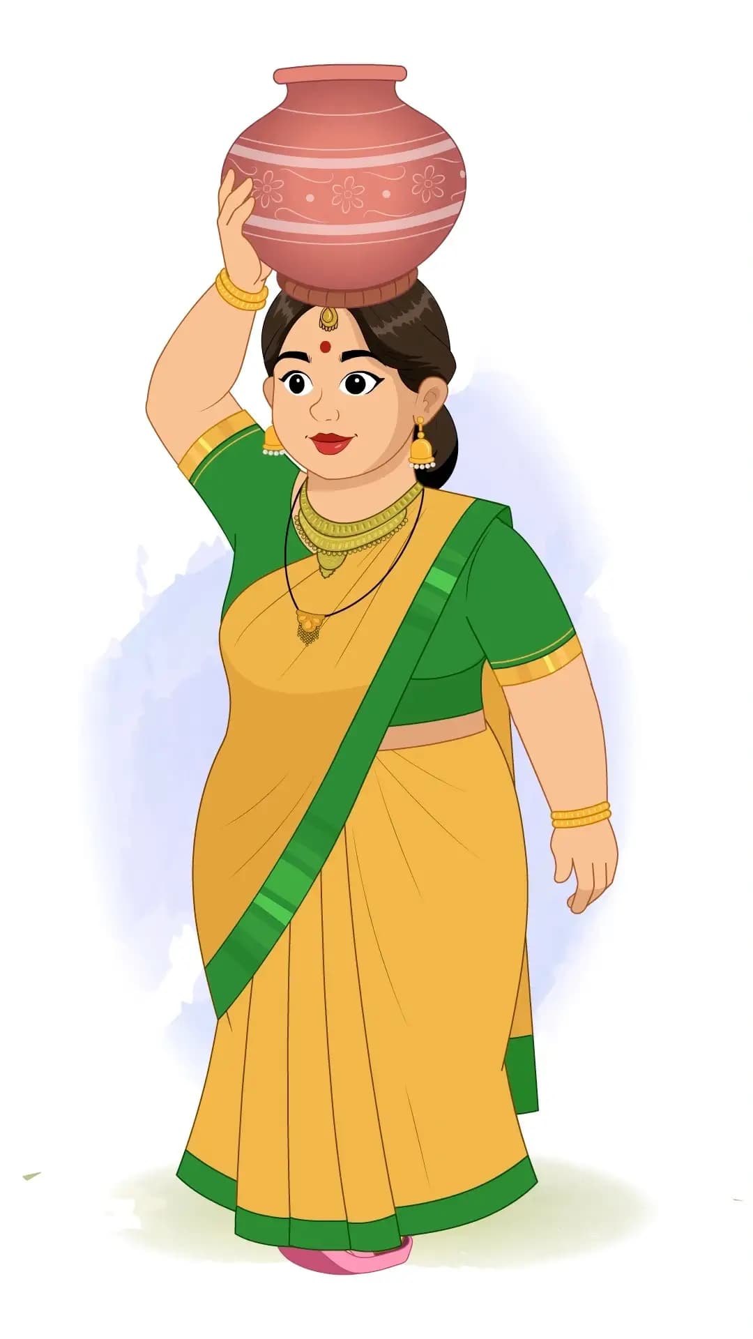 A fat Indian woman making food animated vector cartoon character AKA Anuradha