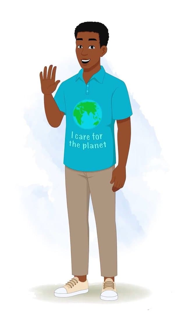 A young African man saying hi animated vector cartoon character AKA Drake