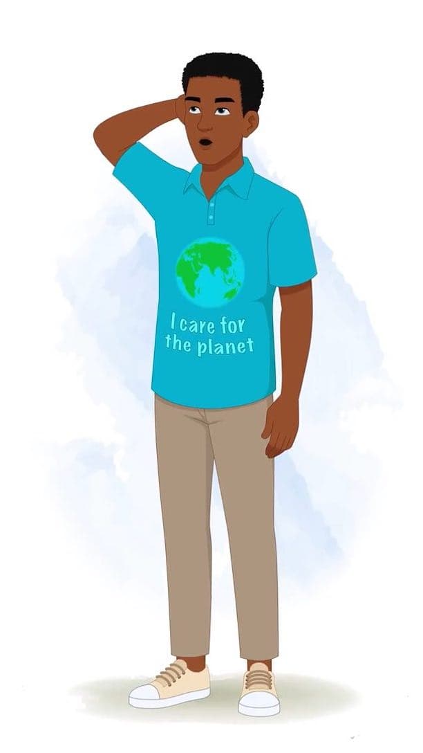 A young African confused man animated vector cartoon character AKA Drake